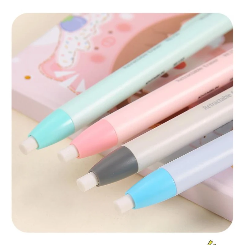 Retractable Click Eraser Pen Shape Rubber Stick Eraser Mechanical Eraser Gift For Student Painting School Stationery 1 Pcs
