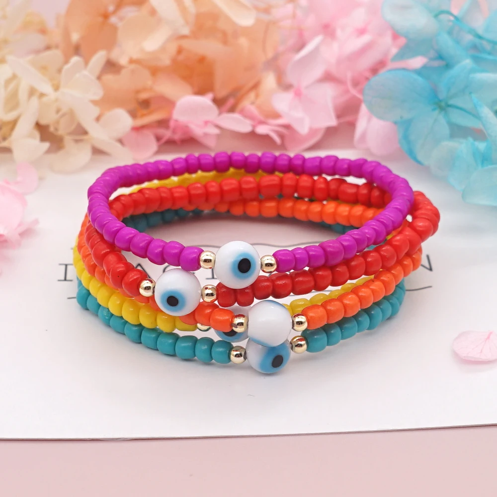 Go2Boho2023INSFashionTurkishEvilEyeBraceletForWomenGiftMulticolorSimpleBeaded