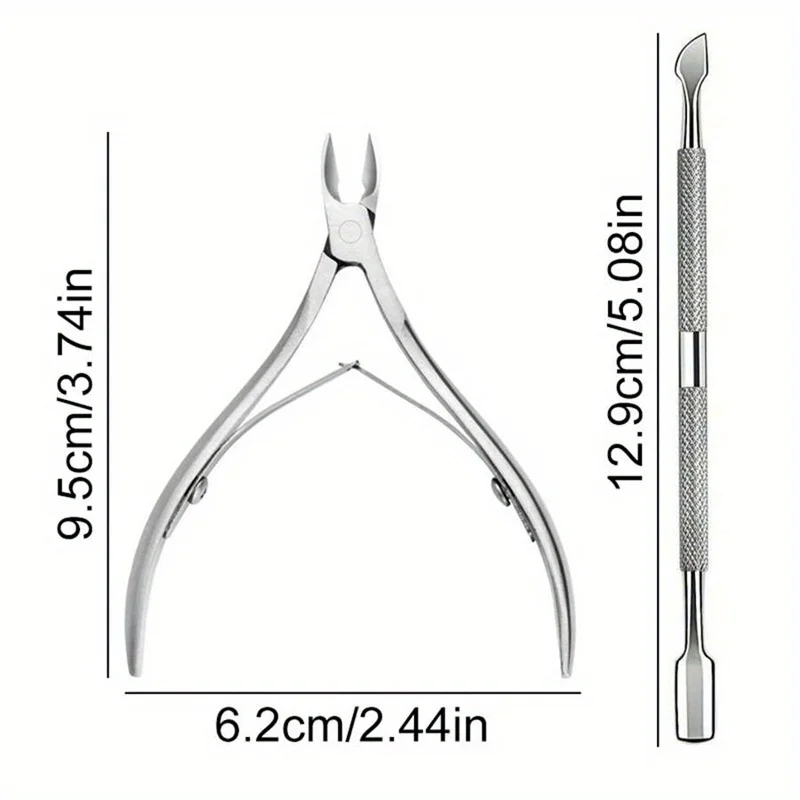 Nail Cutter 1/2/4/6pcs Professional Stainless Steel Scissor Nippers Multifunctional Cuticle Pusher Ergonomic Design for Manicure