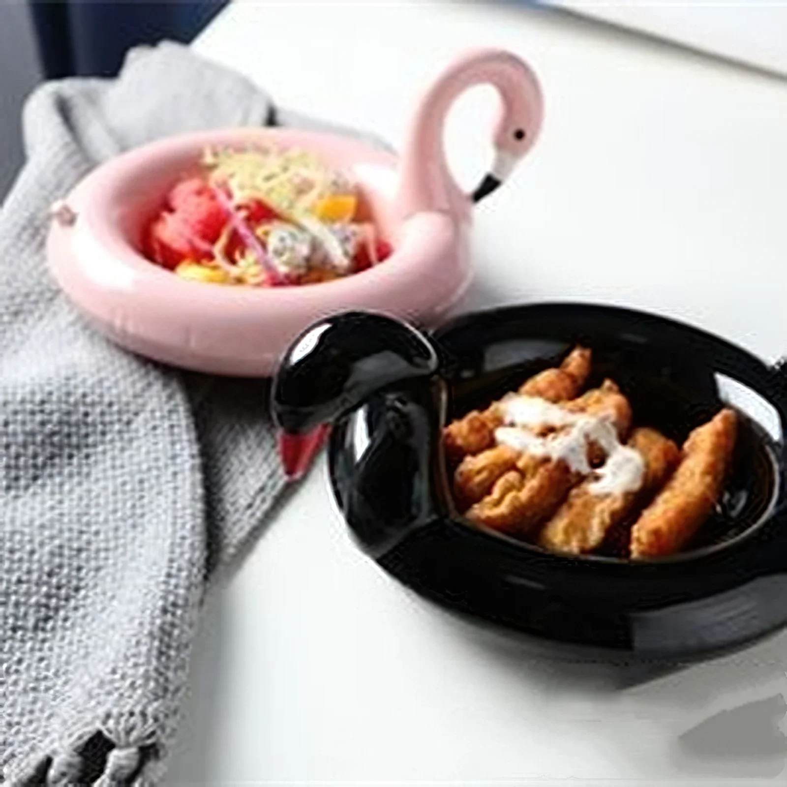 Ceramic Plate Pink Round Flamingo Snack Bowl Swan Unicorn Snack  Dish Dessert  Salad  Supplies Tableware 2