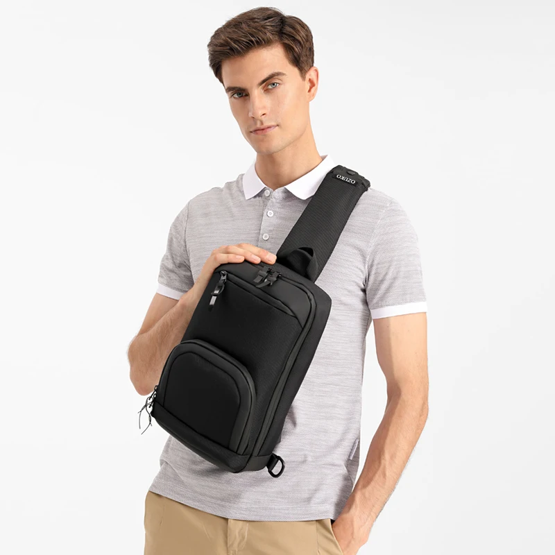 OZUKO-Casual Business Shoulder Bag com Porta de Carregamento USB, Grande Capacidade, Impermeável, Ajustável, Messenger Bag, ao ar livre