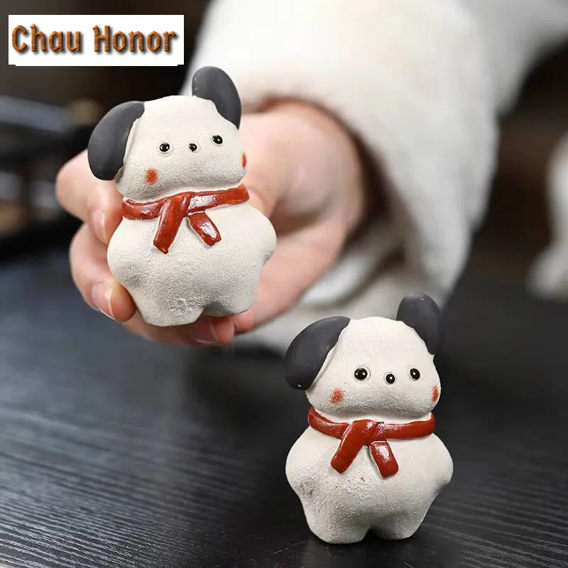 Boutique Puppy Purple Clay Tea Pet Lucky Zodiac Dog Tea Figurine Play Can Be Raised Tea Statue Tea Ceremony Cha Supplies Gift