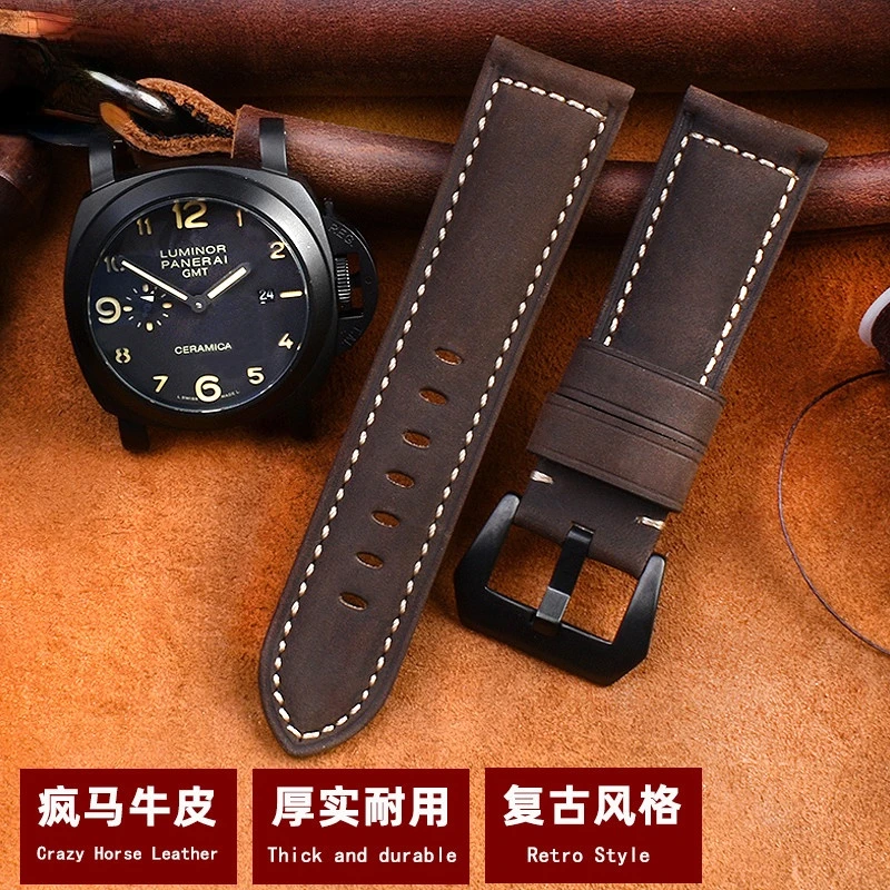 Leather Strap Panerai Watch | Strap Watches Genuine Panerai - Genuine  Leather Pam111 - Aliexpress