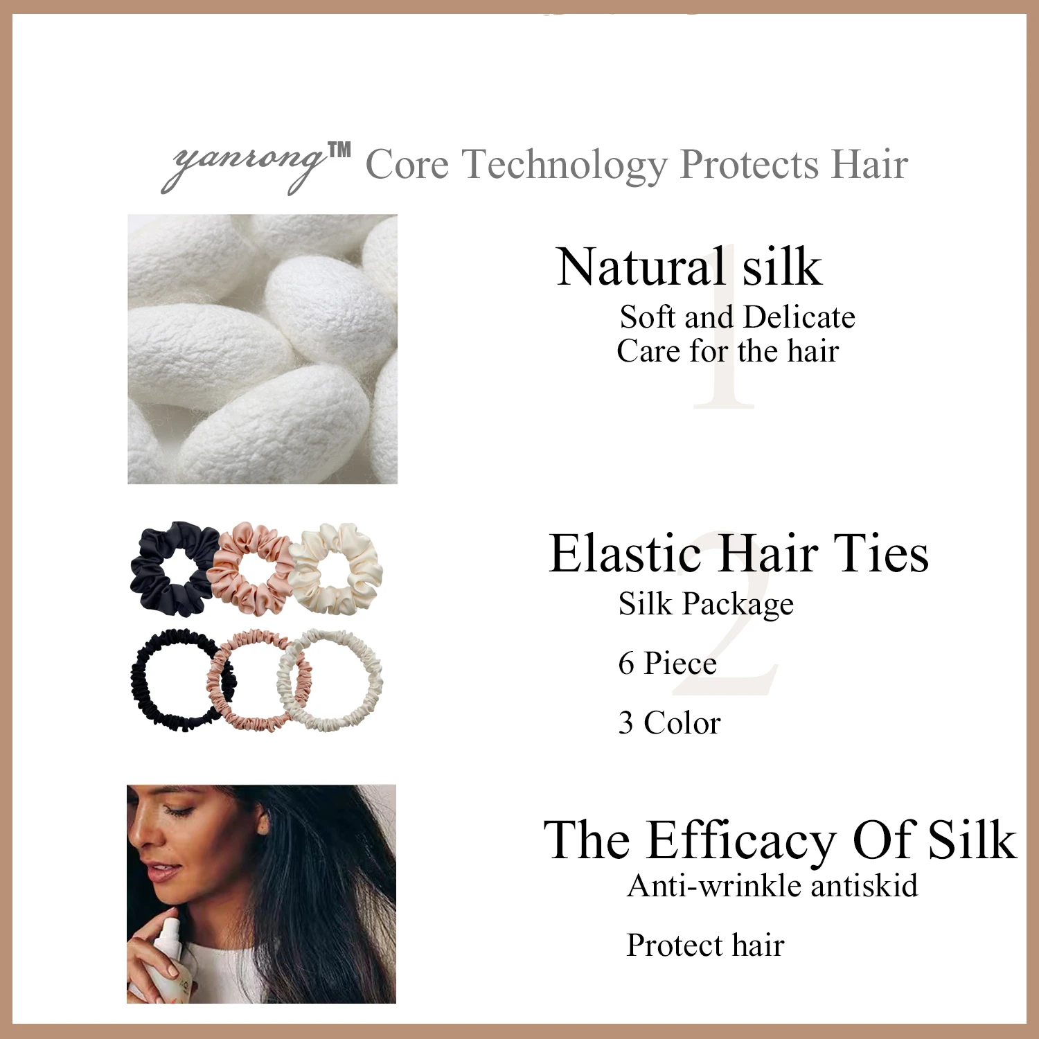 YANRONG 100% Natürliche Seide Frauen Haar Krawatten Hohe Qualität Haarband (22Momme) (groß/Mittel/Klein) YR Haar Zubehör – Detail 9