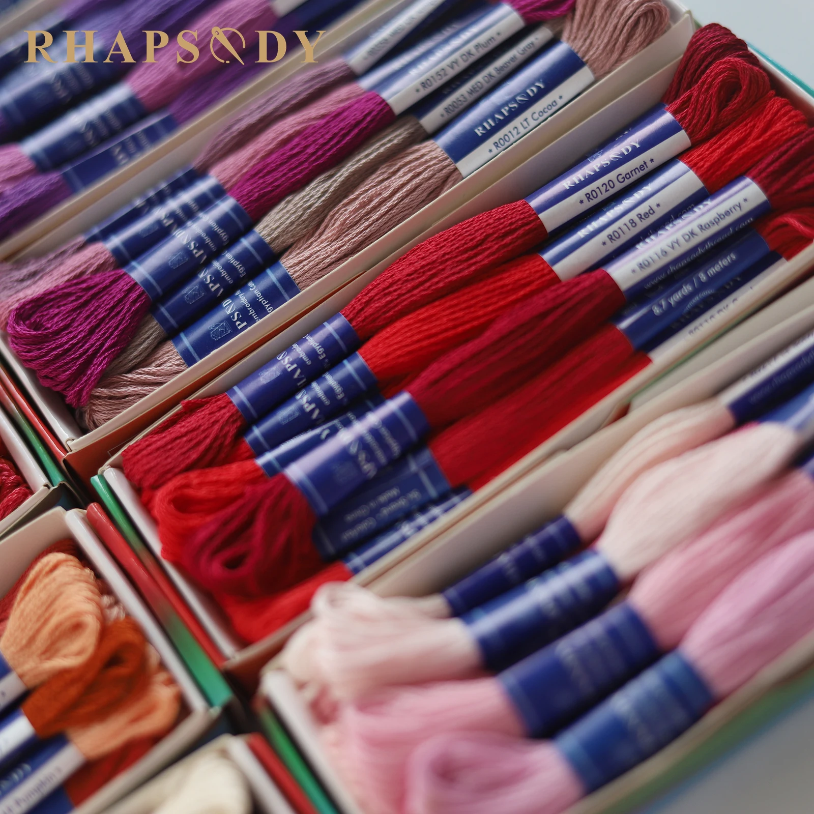 Cross Stitch Floss Rhapsody DMC Quality Egyptian Cotton Embroidery Floss 6 Strand Double Mercerized Cross Stitch Thread 12 Colors Set 8 Meter Skein