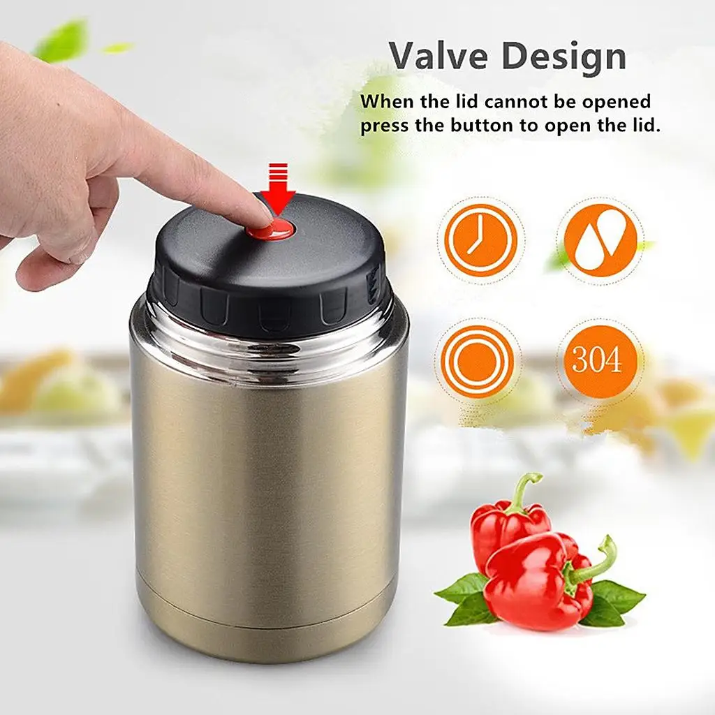 Insulated Lunch Container Cool Hot Food Jar Stainless Steel Vacuum Bento Lunch Box for Kids Adult Leak Proof for School Office