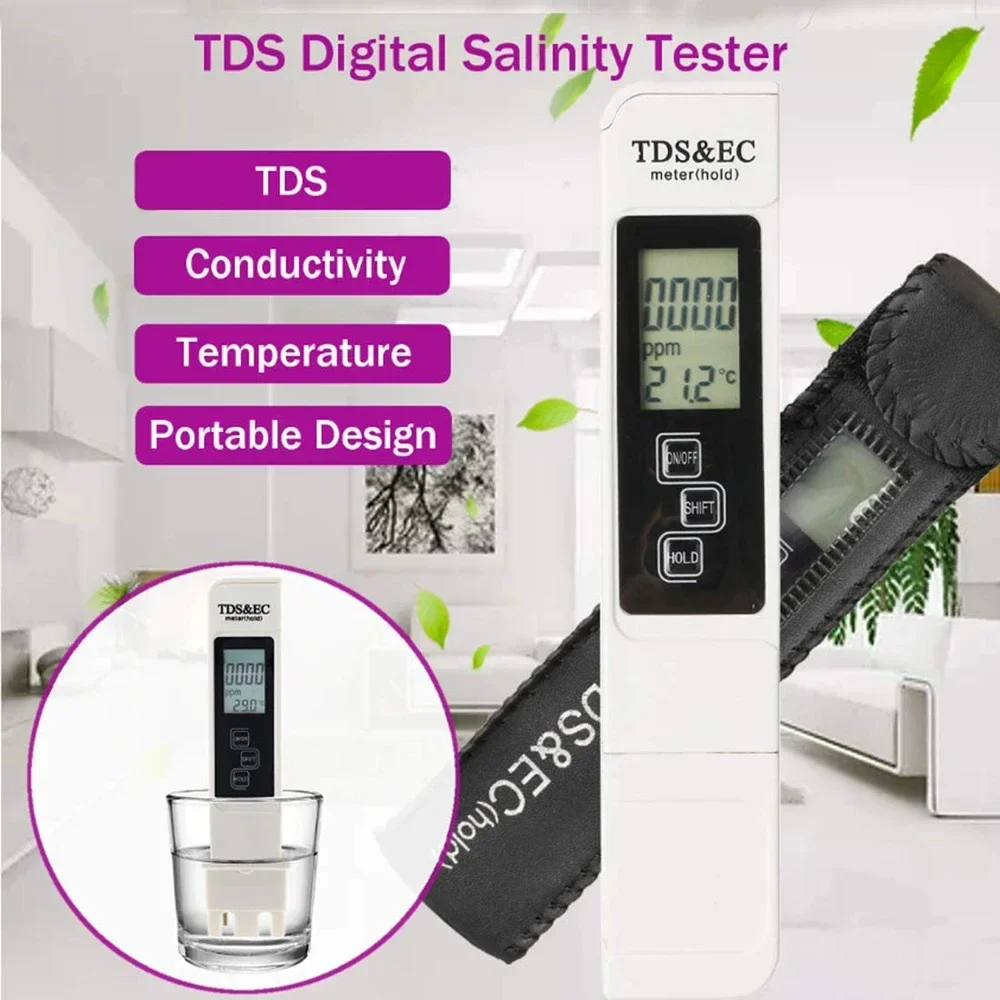 White Digital Water Quality Tester TDS EC Meter for Water Purity