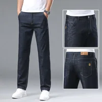 Printemps été affaires jean hommes bleu clair décontracté droit Stretch mode classique travail Denim pantalon marque vêtements 4