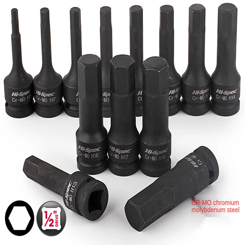1/2 Universal Impact Wrench Socket Adapter Cr-MO Wrench Adapter Spanner Set Hex Head Socket Air Impact Craftsman H5-H19 5