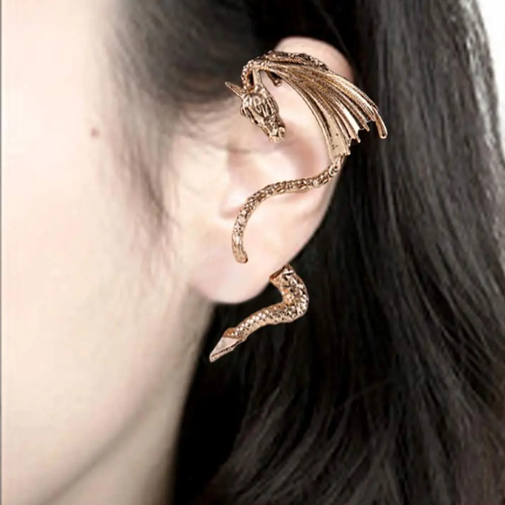 Creative Dragon Shape Earrings Women Piercing Ear Cuff Hanging Clip