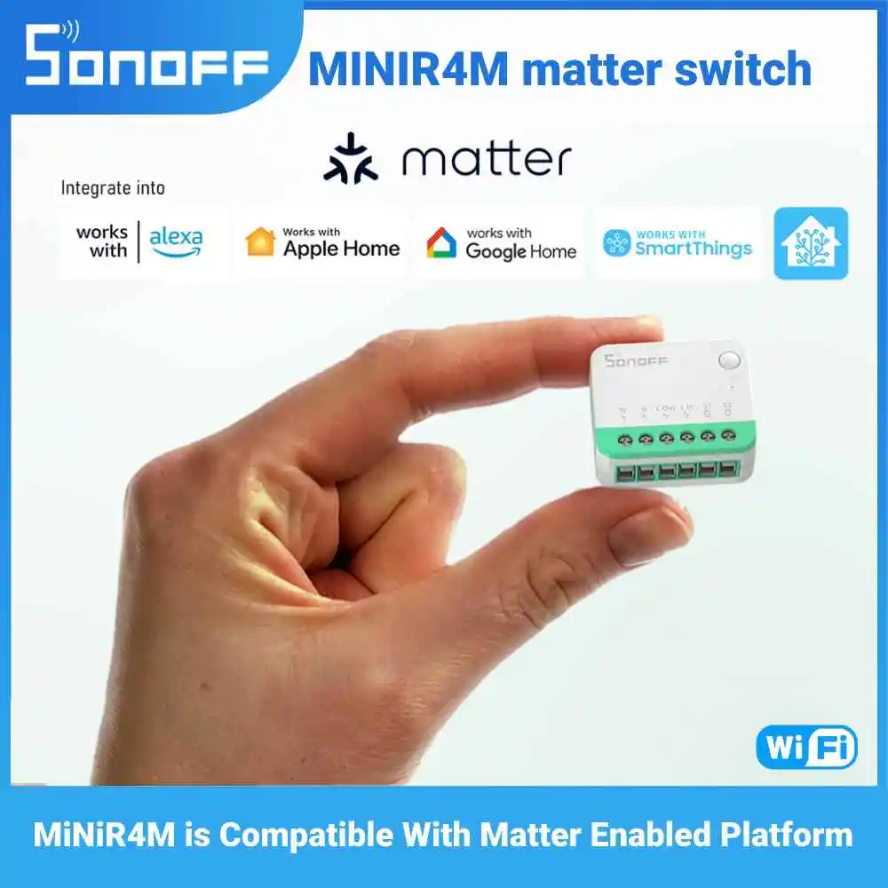 Matter Wifi Smart 2-way Switch Esp32 Funciona com Matter-fi Funciona com Alexa Google Home Assistant Apple Home Smartthings Sonoff-minir4m