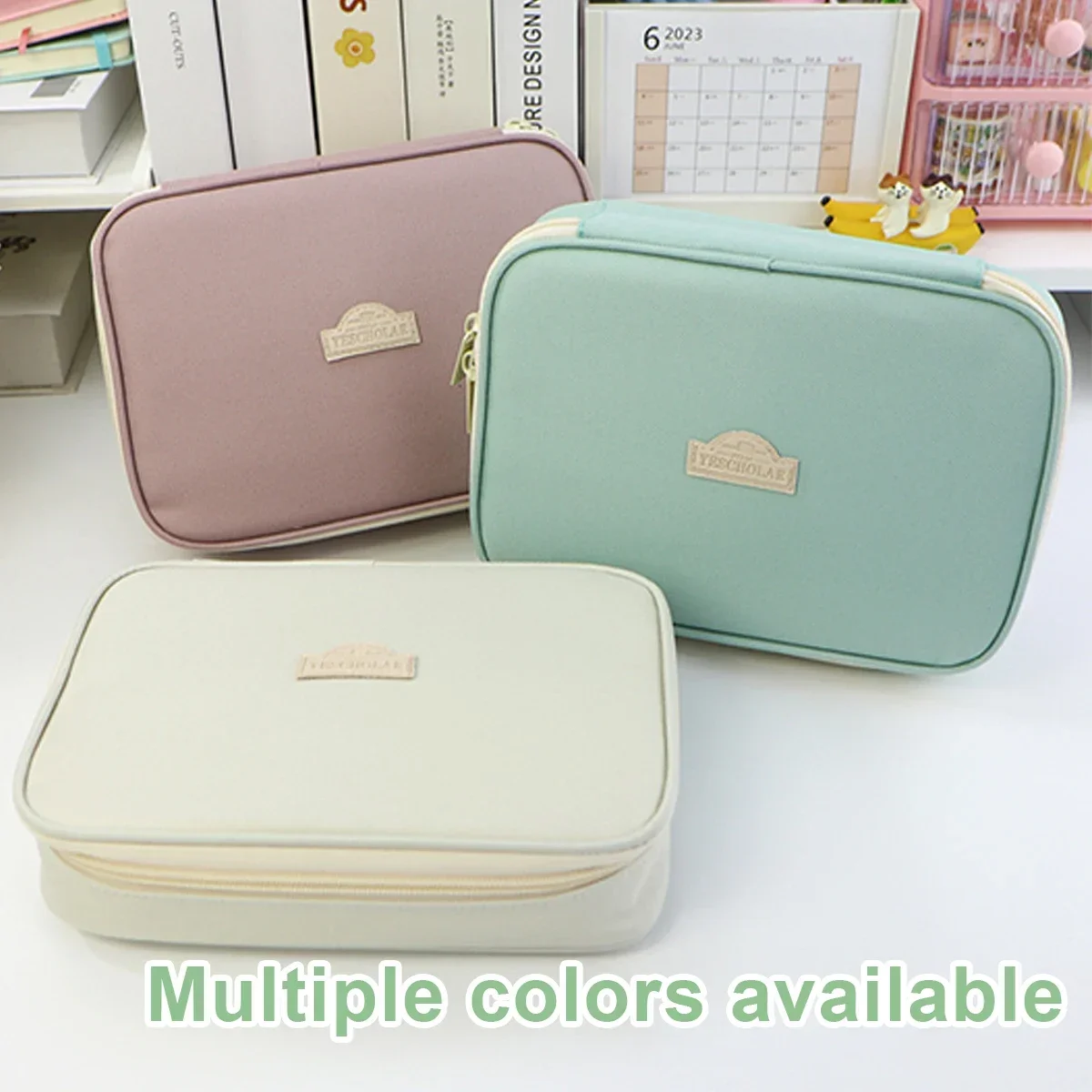 Simple Pencil Case Large Capacity Korean Organizer Pouch Cute Pen Bag for Student Back to School Supplies Stationery