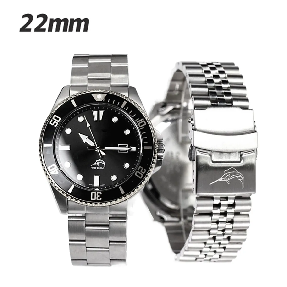 3 Styles 22mm Diving Steel Metal Strap For Casio Duro Mdv107-1A