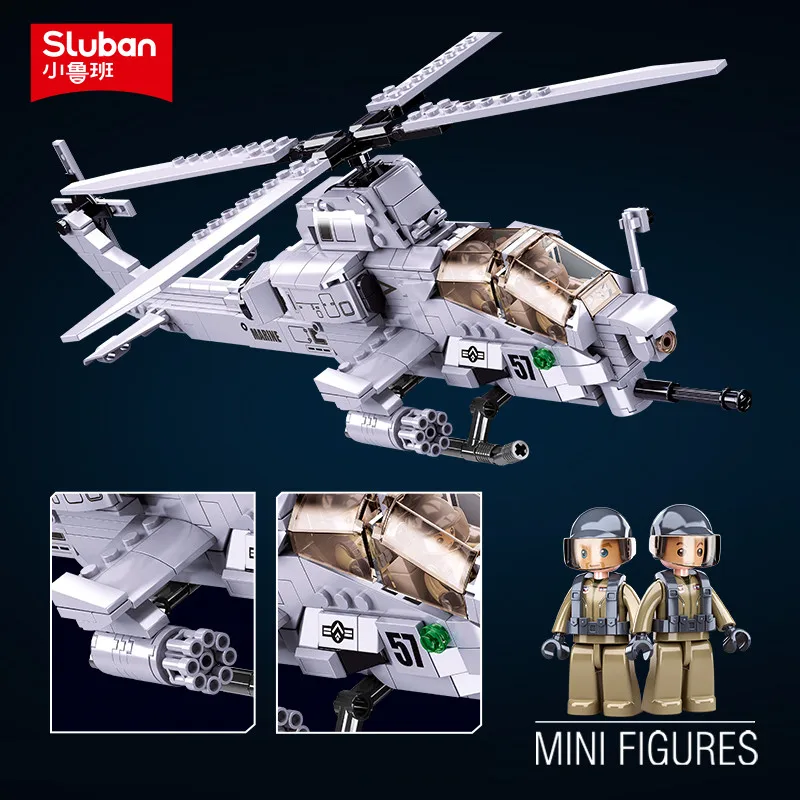 

482PCS Air Force Aviation AH-1Z VIPER Aircraft Plane Helicopter Building Blocks Gunship War Weapon Bricks Brinquedos Boys Toys