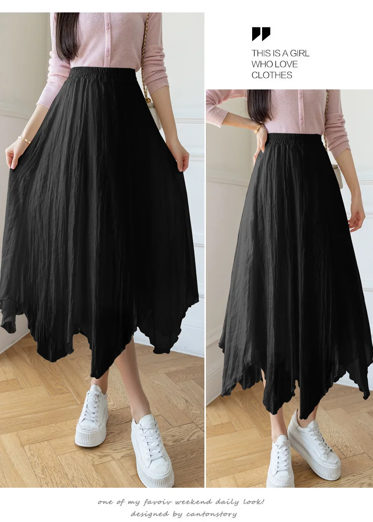 skorts for women Women Casual Long Skirts New 2022 Fashion Korean Style Asymmetrical All-match High Waist Ladies Elegant A-line Skirt W998 crop top and skirt