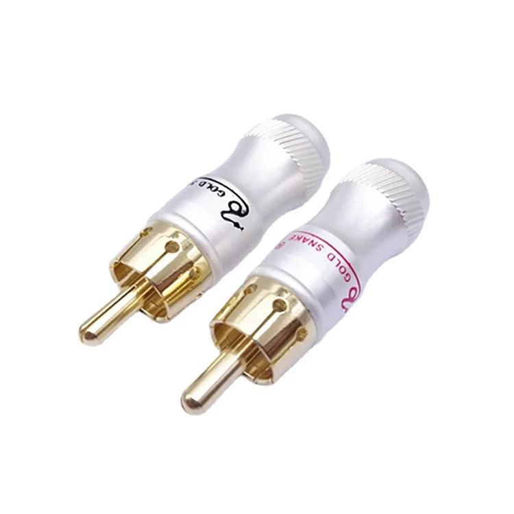 

4pcs/lot Male Audio Video Connector Gold Adapter For Cable DIY gold snake RCA Plug HIFI Goldplated Audio Cable RCA