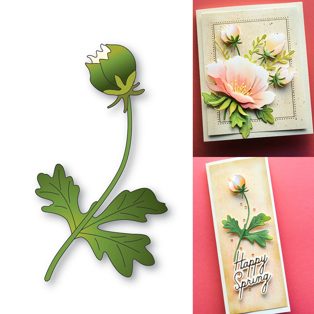 

Новинка 2024 металлические штампы Anemone Stem and Bud, Скрапбукинг для изготовления бумажной гравировки, рамки для карточек