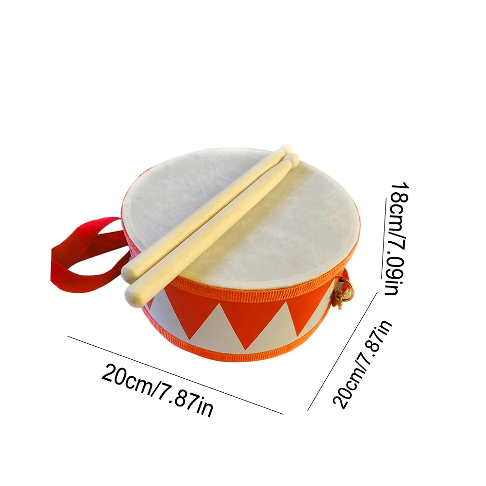 Kids Drum Set 6 Inch Children's Wooden Snare Drum Toy Percussion Instrument with Adjustable Strap 2 Drumsticks for Baby