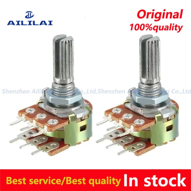 WH148 15mm 6pin Linear Potentiometer With Nuts And Washers 1K 2K 5K 10K 20K 50K 100K 200K 250K 500K 1M Potentiometers Kit 5PCS