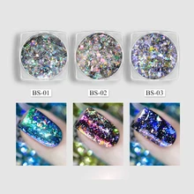 

Laser Magic Mirror Powder 3pcs/set Nail Art Jewelry Aurora Chameleon Symphony Rough Flakes Sequins Shiny Professional Manicure