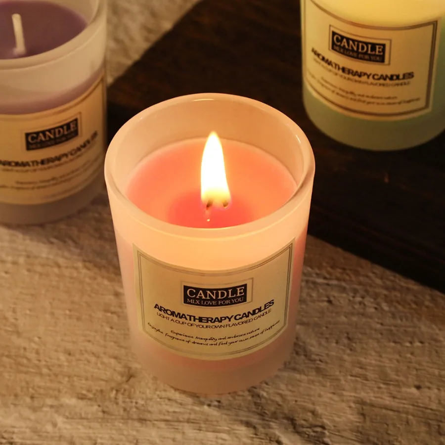 Three Color Glass Cup Aromatherapy Candle 1pc 50g Smokeless Fragrance Soy Wax Fragrance Candle With Hand Gift