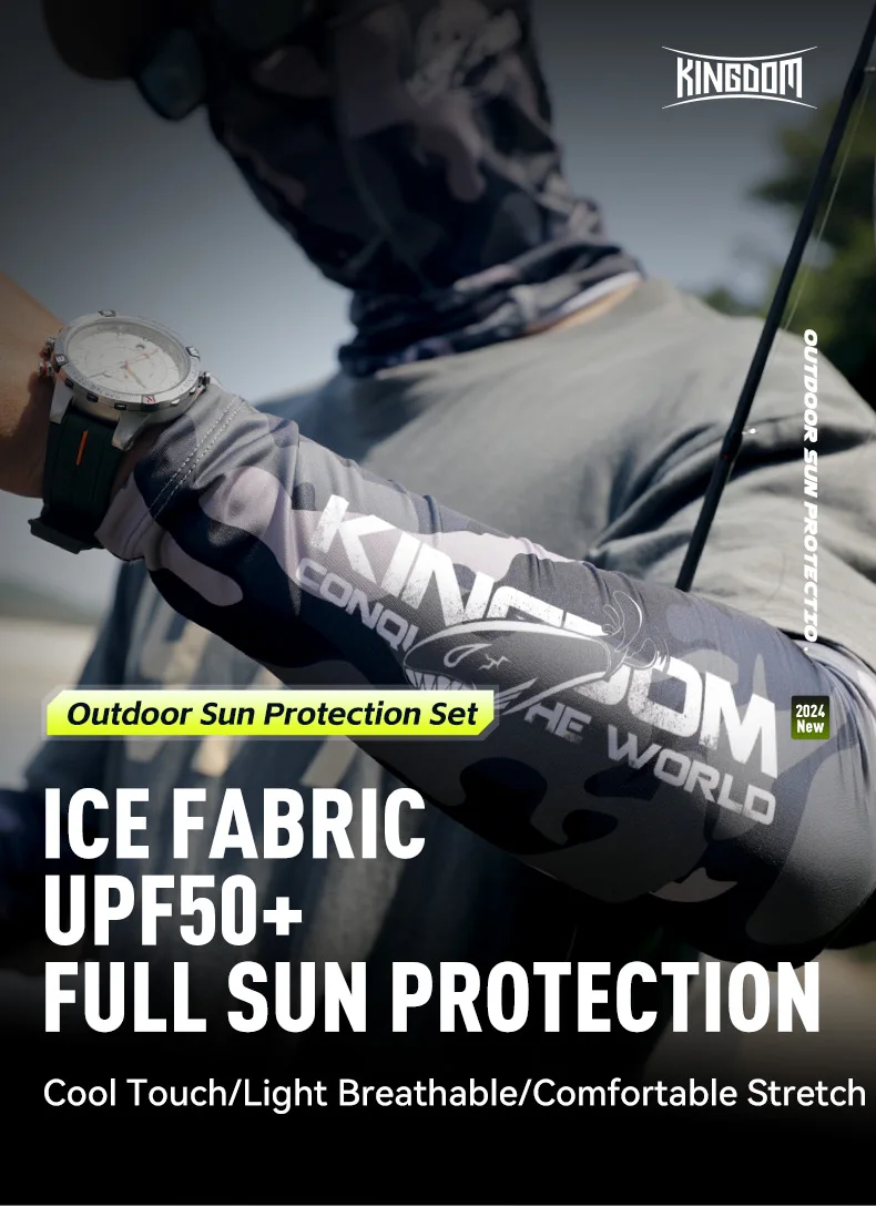 Description Picture 2 of itemKingdom Outdoor Sport Fishing Sleeves UV Protection Scarf Ice Silk Face Cover Mask Breathable Arm Cover Sleeves Cycling Sport