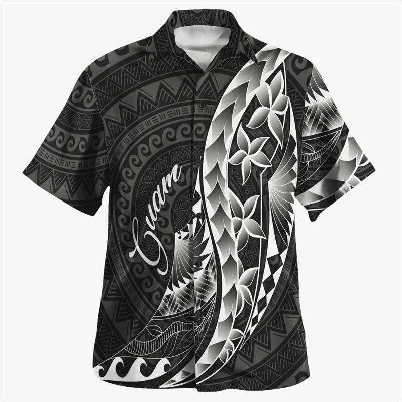 Vintage 3D Guam Island National Flag Printing Shirts Coat Of Arm Graphic Short For Men Fashion Cool Clothing Clothes 5