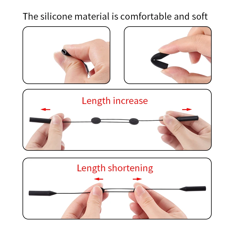Adjustable Eyeglasses Straps Elastic Silicone Anti-Slip Sunglasses Chain Straps String Ropes Glasses Accessories_voghion.com