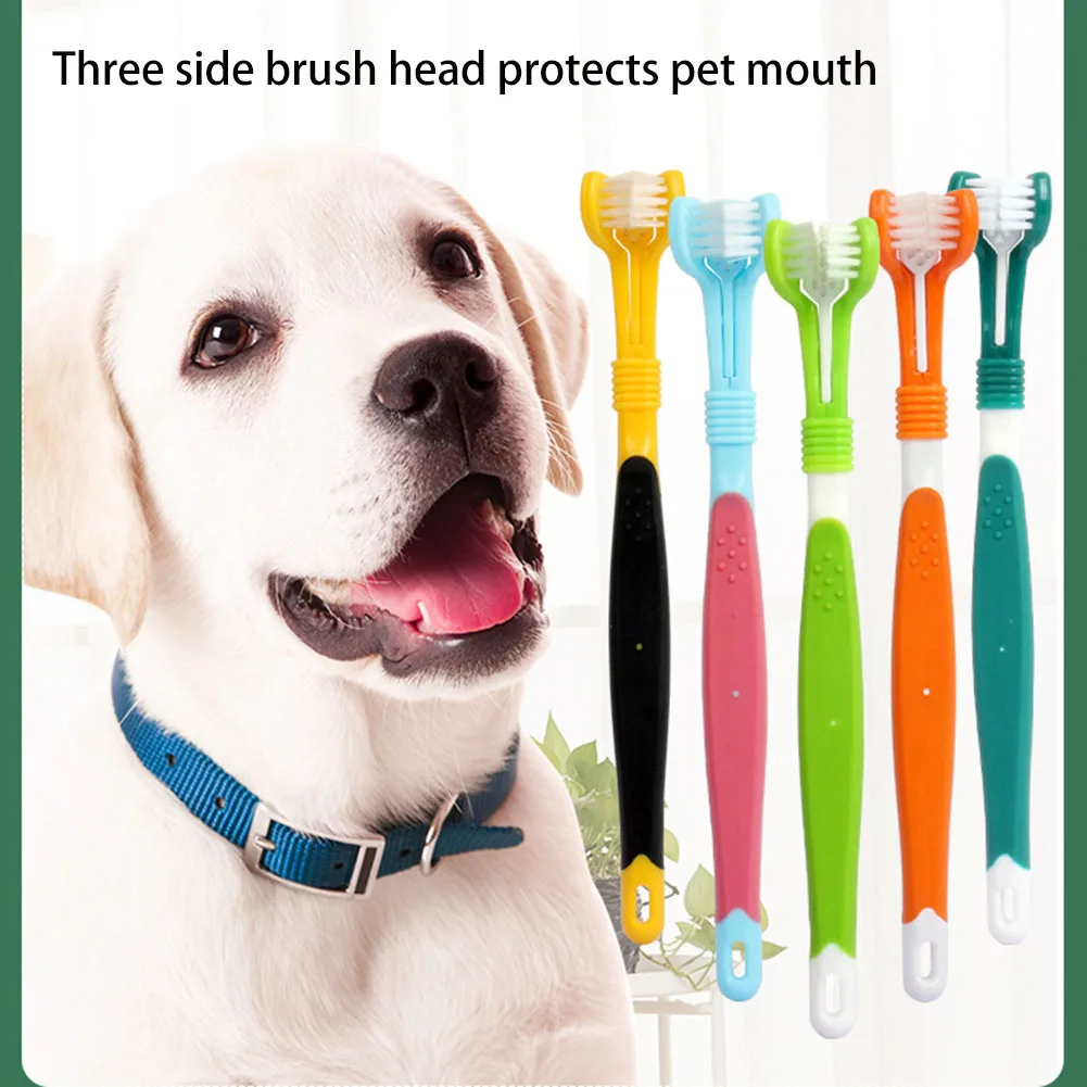 1PC Three Sided Pet Toothbrush Dog Brush Addition Bad Breath Tartar Teeth Care Dog Cat Cleaning