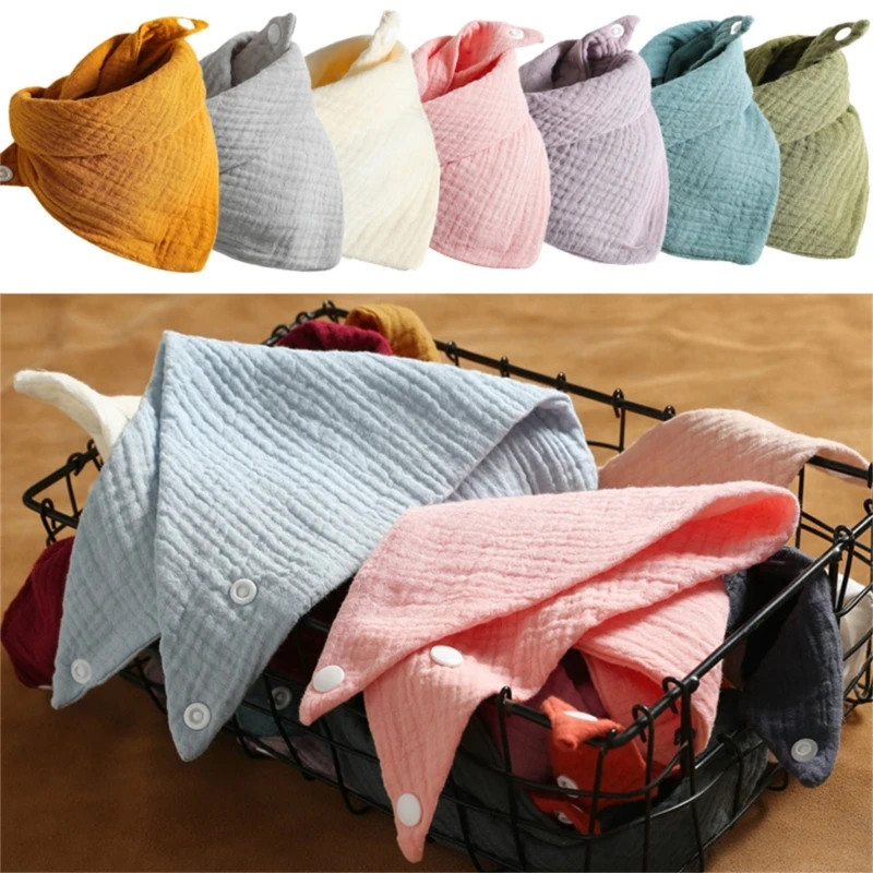 3Pcs/lot Baby Muslin Bibs Soft Cotton Solid Color Bibs Saliva Towel Boys Girls Feeding Apron Bandana Drool Stuff Bibs 2
