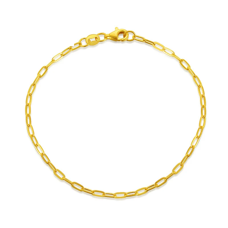 

999 Pure 24K Yelllow Gold Bracelet For Women Solid 5G Crafts Cable Link 1.2mm/1.6mm/1.9mm Width Bracelets 16 to 26cm Length