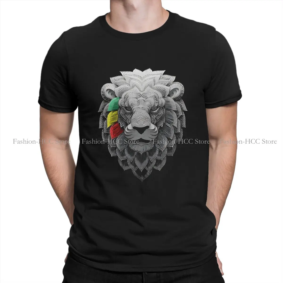 

Rasta Lion Three Stripes Hip Hop Polyester TShirt Rasta Design Creative Streetwear Comfortable T Shirt Male