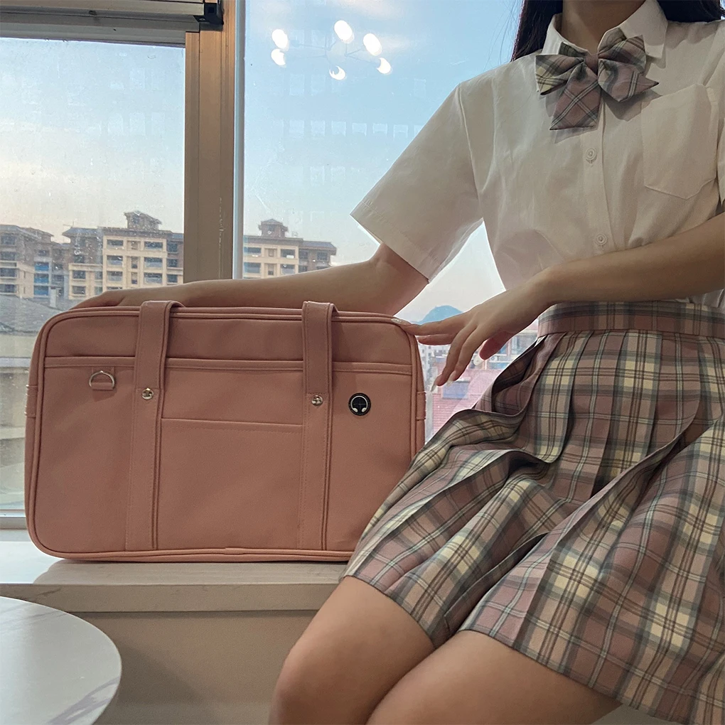 Premium Leather Japanese Handbag Large Capacity School Bag Waterproof And Dustproof Lightweight Dark blue