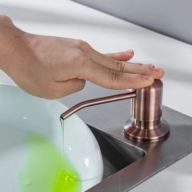 500Ml Kitchen Soap Dispensers หัวสแตนเลส Liquid Dispenser สบู่ Bronze Dispensers สบู่ห้องน้ำอุปกรณ์เสริมอุปกรณ์ติดตั้ง 3