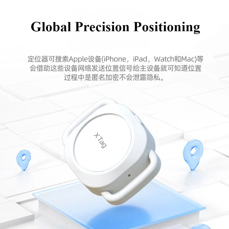 Mini GPS Mobile Bluetooth Pet Tracker, Anti-Lost Device, Smart Finder, Locator for Kids, Bag, Wallet, Wallet