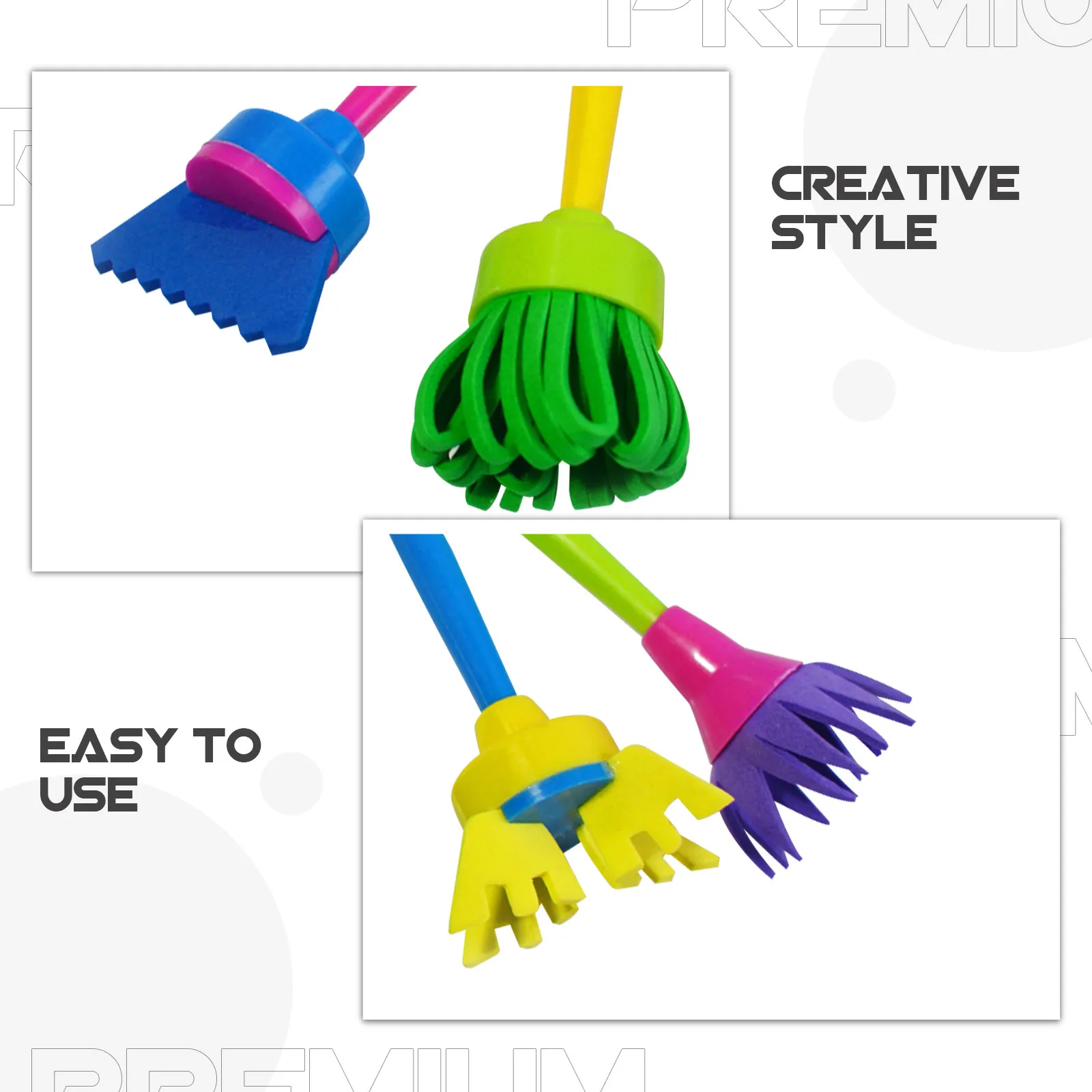 어린이를위한 4Pcs 스폰지 페인팅 브러쉬 키트 크리 에이 티브 낙서 예술 DIY 드로잉 도구 패턴 매핑 상상력 강화 페인팅