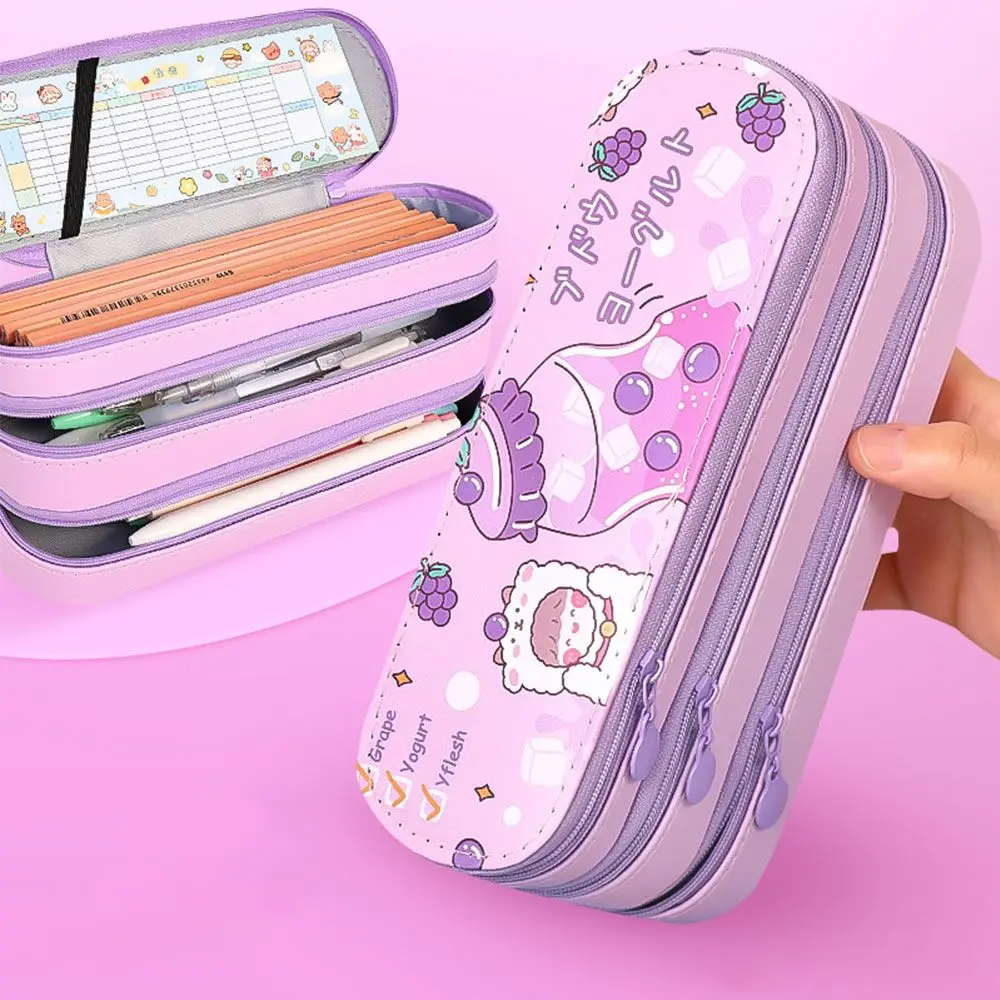 Cute Multi-layer Pencil Case Large Capacity Aesthetic Stationery Anime  Pencil Bag Box for Girls Organizer Kawaii School Supplies