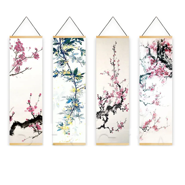 

Chinese Style Scroll Paintings Living Room Bedroom Home Decoration Wall Art Hanging Canvas Pictures Plum Blossom Poster Tapestry