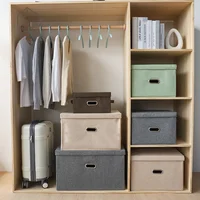 Large cotton linen Fabric folding storage box Kids Toy organizer Handles for Home Closet Bedroom Drawers Organizers Container WF 2