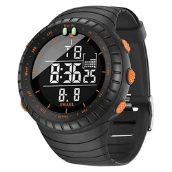 Men's Black 50M Waterproof Digital Sport Watch with LED Display and Stopwatch (Black Orange)