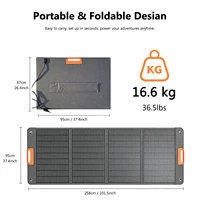 Panneau solaire portable pliable 420W 400W, chargeur solaire ETFE 41V 37lbs avec câble connecteur 4-en-1, alimentation hors réseau pour centrale électrique, camping-car, camping, bateau, usage domestique et d'urgence 2
