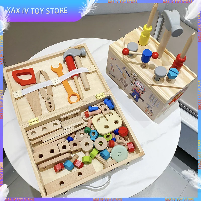 pretend-play-children's-wooden-house-disassembly-toolbox-basket-toy-screw-nut-assembly-educational-tool-toys-children-gifts