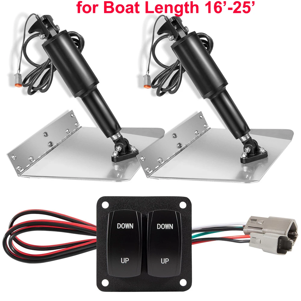 Lenco 9x9 Inch Edgemount Electric Trim Tab Kit With LED Indicator Switch, 12V For Boats - View #5