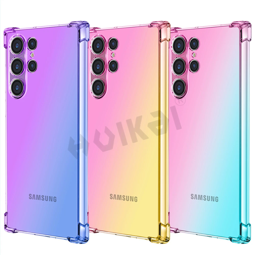 Case Clear Gradient Colorful For Samsung Galaxy S22 S21 Plus Ultra FE A32 A13 A52 A72 Max Soft TPU Slim Fit Flexible Phone Case silicone case samsung