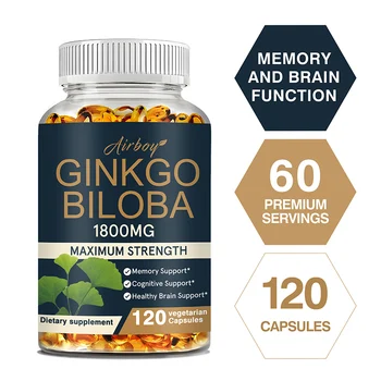 Ginkgo Biloba Capsules - Boost Brain, Improve Memory and Cognitive Abilities, Improve Blood Circulation