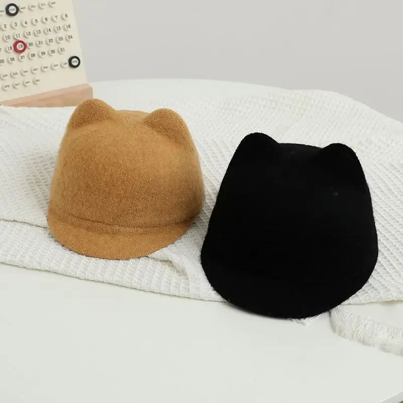 Kids Boys Girls Ears Caps 2024 New Fashion Children Cat's Ears Hat Autumn Winter Baseball Caps Horsemanship Hat For 2-6Y 4