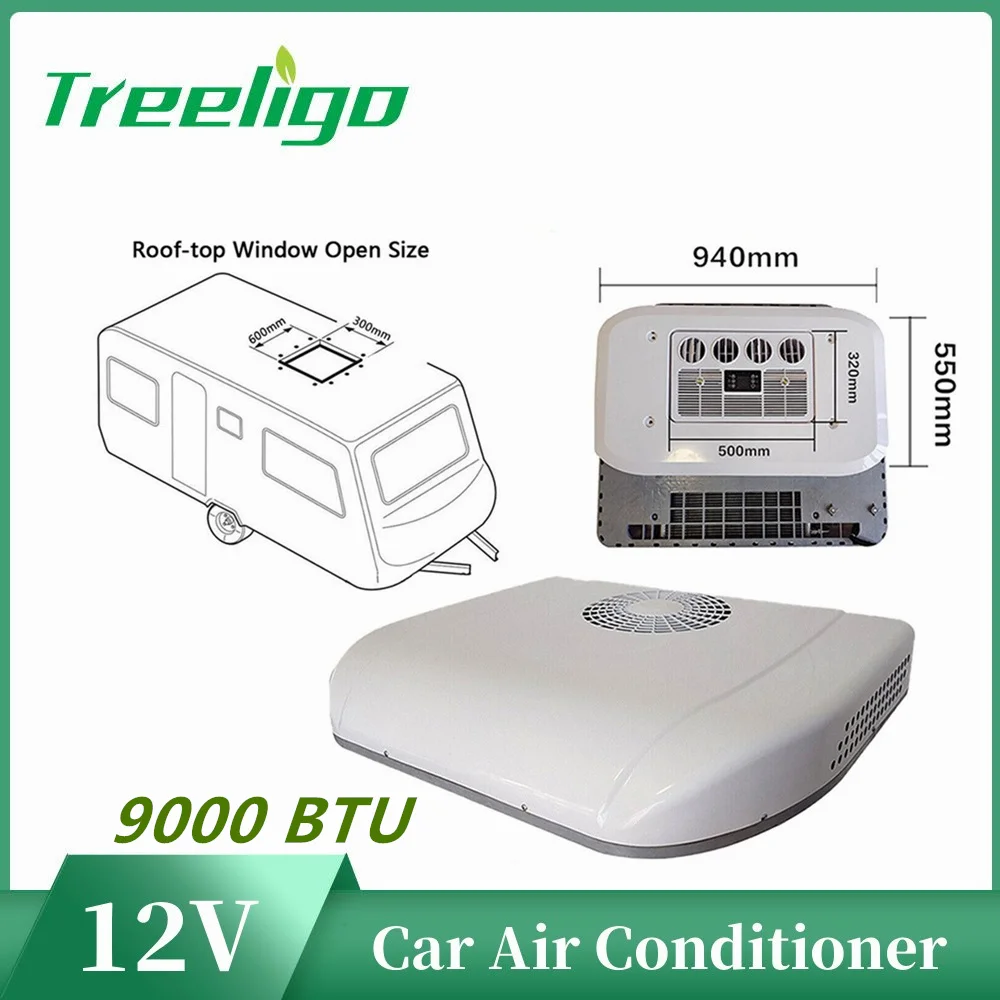 

Treeligo Electric RV Rooftop Air conditioner 12V 9000BTU Car Automotive Camper Van Caravan Bus Cooling Parking Air Conditioning