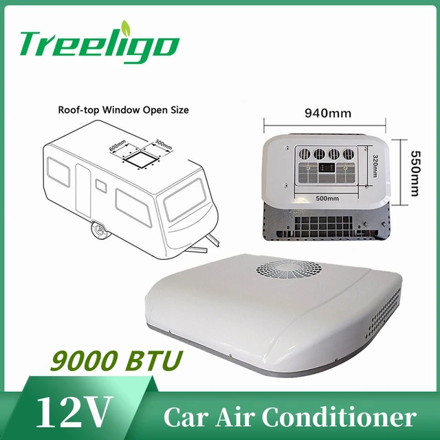 Treeligo-Climatiseur électrique 9000BTU, 12V, pour camping-car, véhicule  automobile, parking, refroidissement, pour voiture, toit, caravane