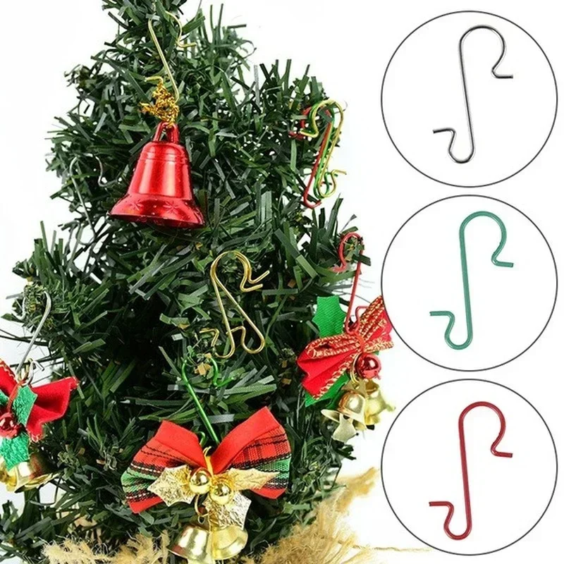 Christmas Decorations 100Pcs Christmas Ornament Metal S-Shaped Hooks Holders Tree Ball Pendant Hanging Decoration for Home Navidad New Year