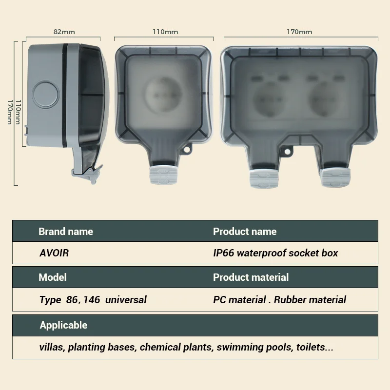 Avoir IP66 المقابس الكهربائية والتبديل مقاوم للماء...